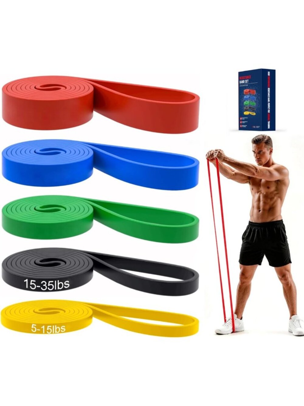 Resistance Bands Set for Full Body Workout, Stretching & Physical Therapy